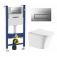 Комплект 3 в 1 инсталляция Geberit Duofix UP100 + Подвесной унитаз Cerutti Spa Arno Aria CT7839 + кнопка хром матовый в современном стиле