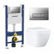 Комплект 3 в 1 инсталляция Geberit Duofix UP100 + Унитаз подвесной Grohe Euro Ceramic 39206000 + кнопка хром матовый в современном стиле