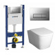 Комплект 3 в 1 инсталляция Geberit Duofix UP100 + Унитаз подвесной BelBagno Albano BB120CHR + кнопка хром матовый в стиле hi-tech