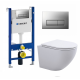 Комплект 3 в 1 инсталляция Geberit Duofix UP100 + Унитаз подвесной SinteSi EVI + кнопка хром матовый в современном стиле