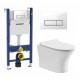 Комплект 3 в 1 инсталляция Geberit Duofix + Подвесной безободковый унитаз Cerutti Spa Bernina aria CT7191 + кнопка белая в современном стиле