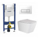Комплект 3 в 1 инсталляция Geberit Duofix + Унитаз подвесной Ceramica Nova Metric Rimless CN3007 + кнопка белая в современном стиле