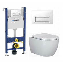 Комплект 3 в 1 инсталляция Geberit Duofix + Унитаз подвесной Ceramica Nova Play CN3001 + кнопка белая в современном стиле
