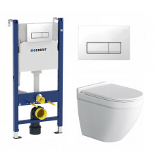 Комплект 3 в 1 инсталляция Geberit Duofix + Унитаз подвесной Owl 1975 Cirkel-H + кнопка белая в современном стиле