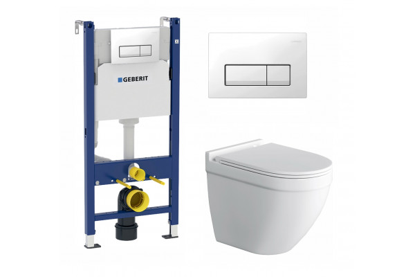 Комплект 3 в 1 инсталляция Geberit Duofix + Унитаз подвесной Owl 1975 Cirkel-H + кнопка белая в современном стиле