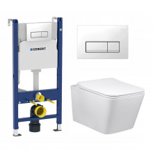 Комплект 3 в 1 инсталляция Geberit Duofix + Унитаз Vincea Q-Line VT1-12 + кнопка белая в современном стиле