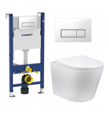 Комплект 3 в 1 инсталляция Geberit Duofix + Унитаз Vincea Piatti VT1-11 + кнопка белая в современном стиле