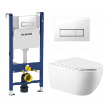Комплект 3 в 1 инсталляция Geberit Duofix + Унитаз подвесной Vincea Evo VT1-34 + кнопка белая в современном стиле