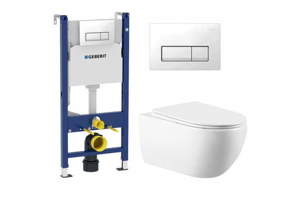 Комплект 3 в 1 инсталляция Geberit Duofix + Унитаз подвесной Vincea Evo VT1-34 + кнопка белая в современном стиле