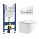 Комплект 3 в 1 инсталляция Geberit Duofix + Подвесной унитаз WeltWasser Merzbach 041 GL-WT + кнопка белая в современном стиле