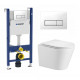 Комплект 3 в 1 инсталляция Geberit Duofix + Подвесной унитаз WeltWasser Salzbach 004 GL-WT + кнопка белая в современном стиле