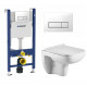 Комплект 3 в 1 инсталляция Geberit Duofix + Подвесной унитаз WeltWasser Kehlbach 004 GL-WT + кнопка белая в современном стиле