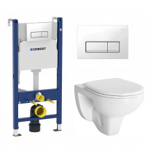 Комплект 3 в 1 инсталляция Geberit Duofix + Унитаз подвесной Berges Wasserhaus Gamma 081105 + кнопка белая в современном стиле