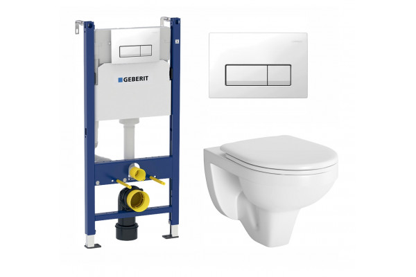 Комплект 3 в 1 инсталляция Geberit Duofix + Унитаз подвесной Berges Wasserhaus Gamma 081105 + кнопка белая в современном стиле