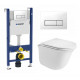 Комплект 3 в 1 инсталляция Geberit Duofix + Подвесной унитаз WeltWasser Telbach 004 GL-WT + кнопка белая в современном стиле