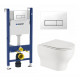 Комплект 3 в 1 инсталляция Geberit Duofix + Подвесной унитаз WeltWasser Erlenbach 004 GL-WT + кнопка белая в современном стиле