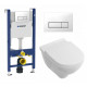 Комплект 3 в 1 инсталляция Geberit Duofix + Унитаз подвесной Villeroy & Boch O Novo Directflush + кнопка белая в современном стиле