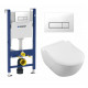 Комплект 3 в 1 инсталляция Geberit Duofix + Унитаз подвесной Villeroy & Boch Subway 2.0 5614R201 + кнопка белая в современном стиле