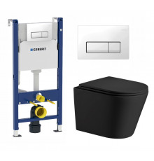 Комплект 3 в 1 инсталляция Geberit Duofix + Подвесной унитаз WeltWasser Salzbach 004 MT-BL + кнопка белая в современном стиле