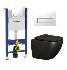 Комплект 3 в 1 инсталляция Geberit Duofix + Унитаз подвесной Ceramica Nova Metropol CN4002MB + кнопка белая в современном стиле