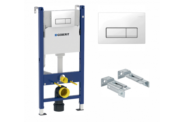 Комплект 3 в 1 инсталляция Geberit Duofix + Унитаз Vincea Globo VT1-14MB + кнопка белая в современном стиле