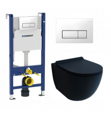 Комплект 3 в 1 инсталляция Geberit Duofix + Унитаз подвесной Esbano Garcia + кнопка белая в современном стиле