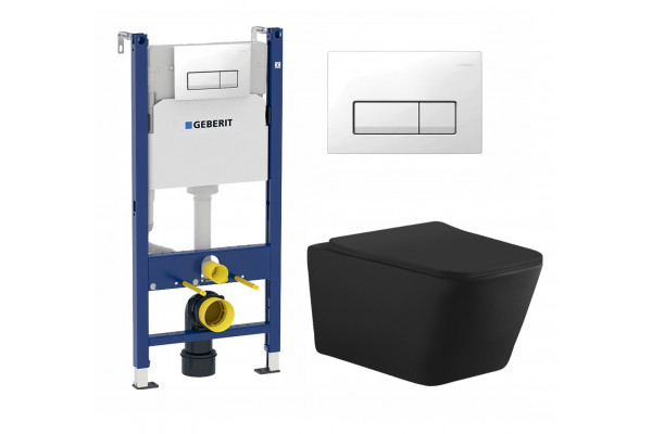 Комплект 3 в 1 инсталляция Geberit Duofix + Унитаз подвесной Aquanet Tavr-W BW 287011 + кнопка белая в современном стиле