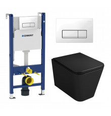 Комплект 3 в 1 инсталляция Geberit Duofix + Унитаз подвесной Owl 1975 Ruta-H OWLT190404 + кнопка белая в современном стиле