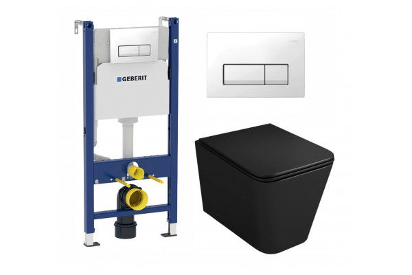 Комплект 3 в 1 инсталляция Geberit Duofix + Унитаз подвесной Owl 1975 Ruta-H OWLT190404 + кнопка белая в современном стиле