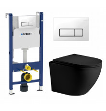 Комплект 3 в 1 инсталляция Geberit Duofix + Унитаз подвесной Weltwasser WW Merzbach 004 MT-BL + кнопка белая в современном стиле