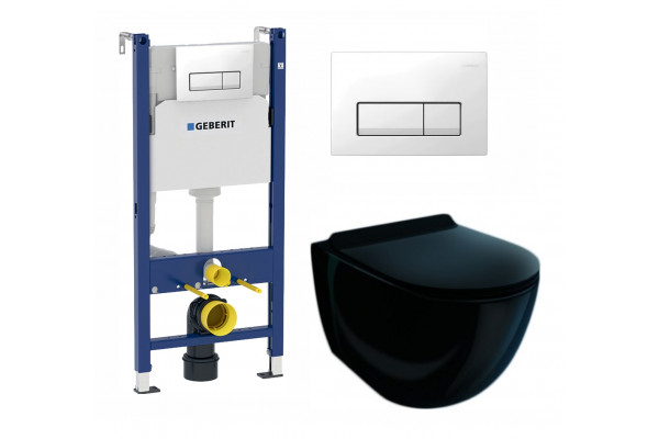 Комплект 3 в 1 инсталляция Geberit Duofix + Унитаз подвесной Esbano Garcia ESUPGARCB + кнопка белая в современном стиле
