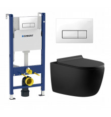 Комплект 3 в 1 инсталляция Geberit Duofix + Унитаз подвесной Aquanet Cetus 287008 + кнопка белая в современном стиле