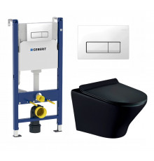Комплект 3 в 1 инсталляция Geberit Duofix + Унитаз подвесной Esbano Aster ESUPASTEBM + кнопка белая в современном стиле