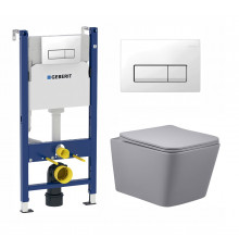 Комплект 3 в 1 инсталляция Geberit Duofix + Унитаз подвесной Vincea Q-Line VT1-12MG + кнопка белая в современном стиле