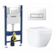 Комплект 3 в 1 инсталляция Geberit Duofix + Унитаз подвесной Grohe Euro Ceramic 39206000 + кнопка белая в современном стиле