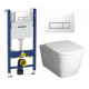 Комплект 3 в 1 инсталляция Geberit Duofix + Унитаз подвесной BelBagno Albano BB120CHR + кнопка белая в стиле hi-tech