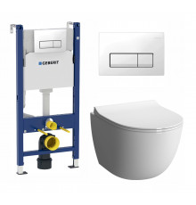 Комплект 3 в 1 инсталляция Geberit Duofix + Унитаз подвесной VitrA Sento 7748В003-0075 + кнопка белая в современном стиле