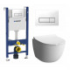 Комплект 3 в 1 инсталляция Geberit Duofix + Унитаз подвесной VitrA Sento 7748В003-0075 + кнопка белая в современном стиле