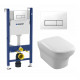 Комплект 3 в 1 инсталляция Geberit Duofix + Унитаз подвесной Jacob Delafon Vox EDM102-00 + кнопка белая в современном стиле