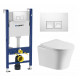 Комплект 3 в 1 инсталляция Geberit Duofix + Подвесной унитаз Cerutti Spa Adige Aria CT7837 + кнопка белая в современном стиле