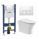 Комплект 3 в 1 инсталляция Geberit Duofix + Подвесной безободковый унитаз Cerutti Spa Bernina aria CT7191 + кнопка белая в современном стиле