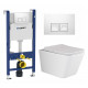 Комплект 3 в 1 инсталляция Geberit Duofix + Унитаз подвесной Ceramica Nova Metric Rimless CN3007 + кнопка белая в современном стиле
