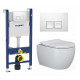 Комплект 3 в 1 инсталляция Geberit Duofix + Унитаз подвесной Ceramica Nova Play CN3001 + кнопка белая в современном стиле