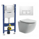 Комплект 3 в 1 инсталляция Geberit Duofix + Унитаз подвесной Ceramica Nova Forma CN3009 + кнопка белая в современном стиле