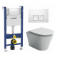 Комплект 3 в 1 инсталляция Geberit Duofix + Унитаз подвесной Ceramica Nova Forma CN3011 + кнопка белая в современном стиле