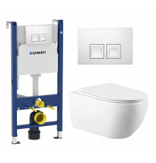 Комплект 3 в 1 инсталляция Geberit Duofix + Унитаз подвесной Vincea Evo VT1-34 + кнопка белая в современном стиле