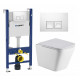 Комплект 3 в 1 инсталляция Geberit Duofix + Подвесной унитаз WeltWasser Gelbach 004 GL-WT + кнопка белая в современном стиле