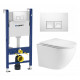 Комплект 3 в 1 инсталляция Geberit Duofix + Подвесной унитаз WeltWasser Merzbach 041 GL-WT + кнопка белая в современном стиле