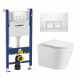 Комплект 3 в 1 инсталляция Geberit Duofix + Подвесной унитаз WeltWasser Salzbach 004 GL-WT + кнопка белая в современном стиле