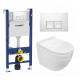 Комплект 3 в 1 инсталляция Geberit Duofix + Подвесной унитаз WeltWasser Heimbach 004 GL-WT + кнопка белая в современном стиле